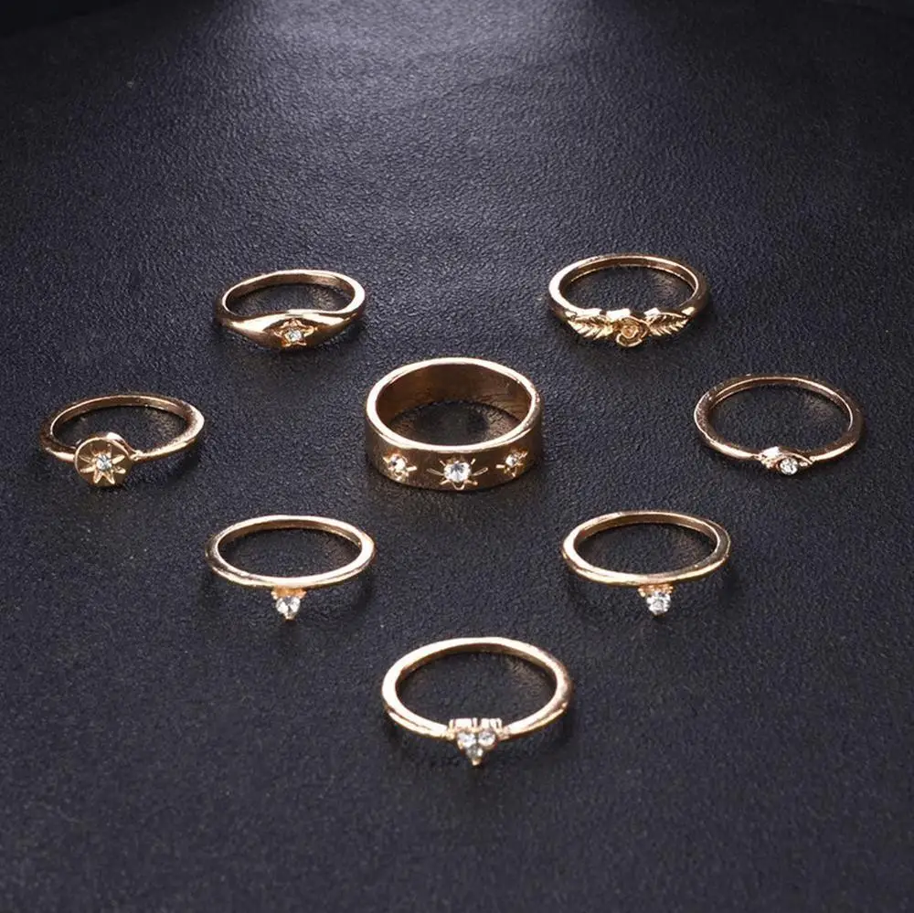 8 шт./компл. винтажные тотемные кольца для женщин Золотая Роза Свадебная