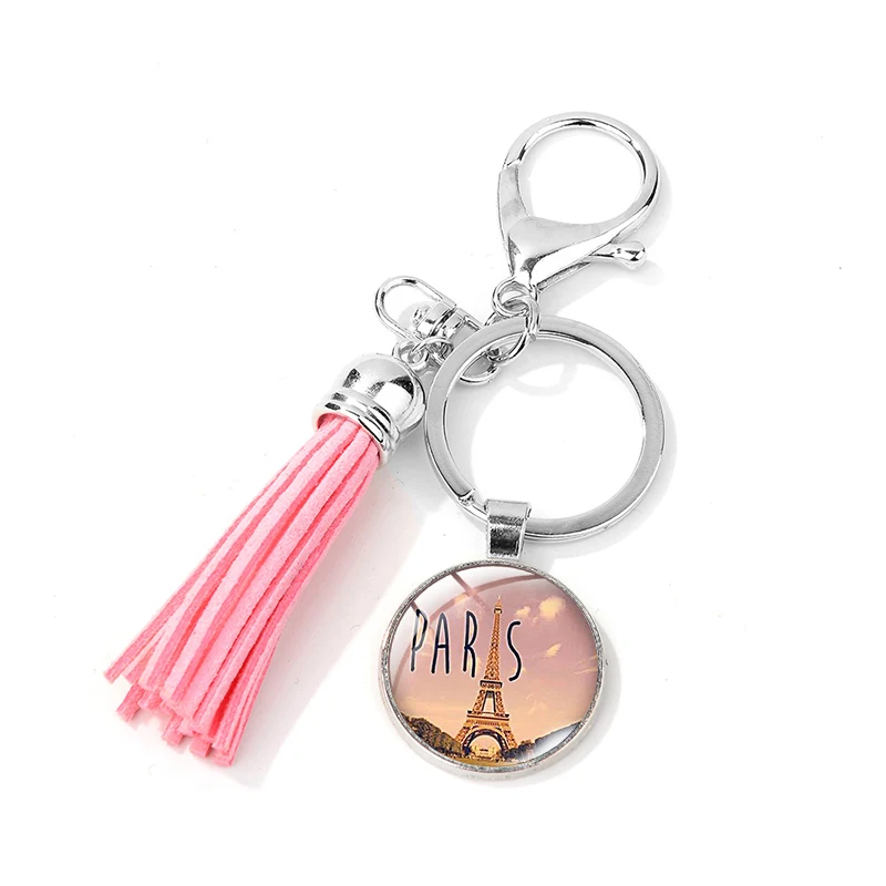 Азиатских последняя Франция Париж Брелок Эйфелева башня Стекло картина розовый