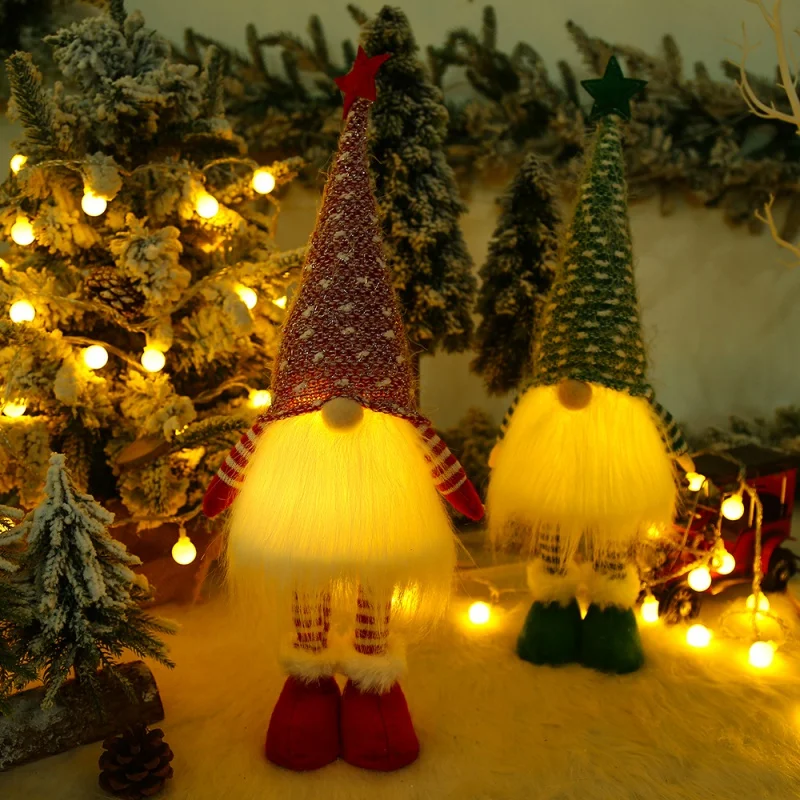 

Rosamia Christmas Supplies Light-Emitting Rudolf Doll Faceless Old Doll Shopping Window Decorations Arrangement Props RJR-134