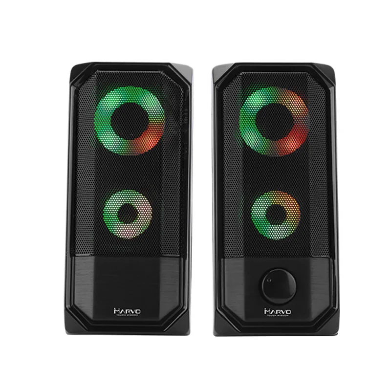 Black Speaker Красочный светильник s компьютерный динамик 2,0 RGB Динамик Сенсорный светильник портативный мини-динамик супер стерео бас для домашнего воспроизведения - Цвет: Black Speaker