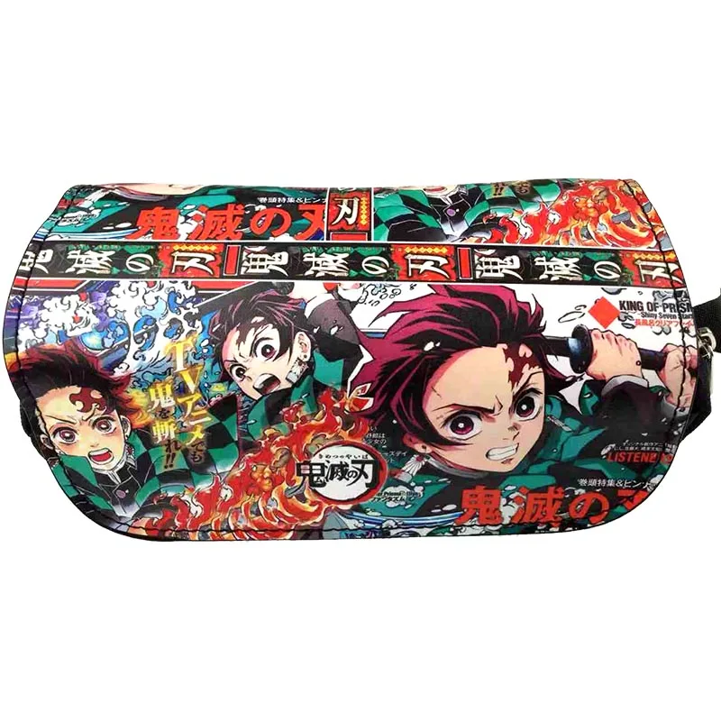 C Аниме Demon Slayer: Kimetsu no Yaiba пенал для макияжа косметичка Мультифункциональный флип канцелярские сумки в подарок - Цвет: C