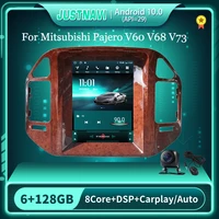 justnavi autoradio for mitsubishi pajero v60 v68 v73 1999 2006 tesla style carplay multimedia video player android 10 ips screen
