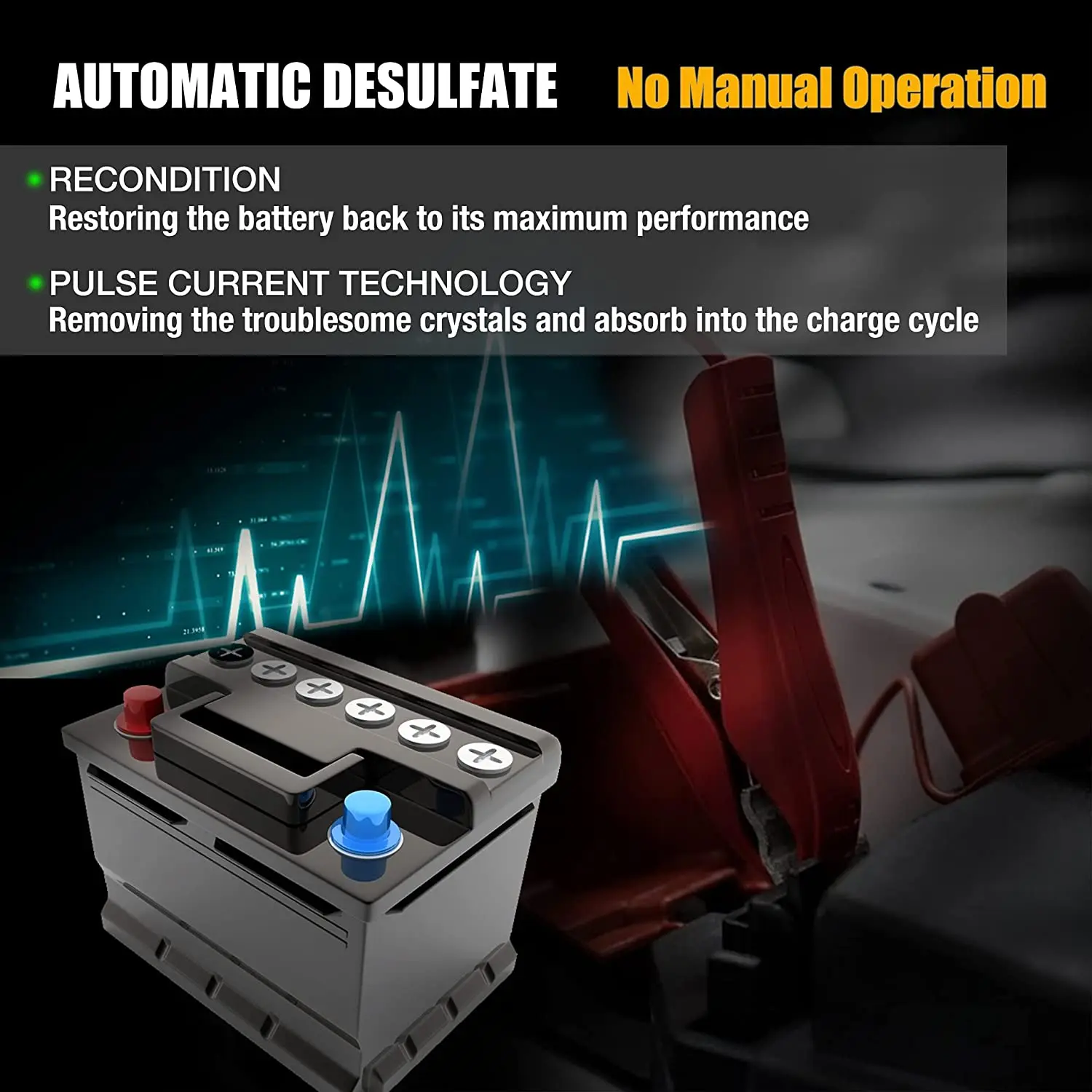 MOTOPOWER MP00205B-R 12V 1000mA Automatic Battery Charger, Battery Maintainer, Trickle Charger, and Battery Desulfator with Time images - 6