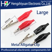 large 45mm metal alligator clip crocodile electrical clamp for testing probe meter black and red with plastic boot