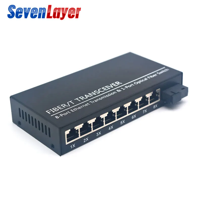 Волоконно оптический коммутатор 8 RJ45 1 SC волоконный порт 1G8E медиаконвертер 10/100/1000M