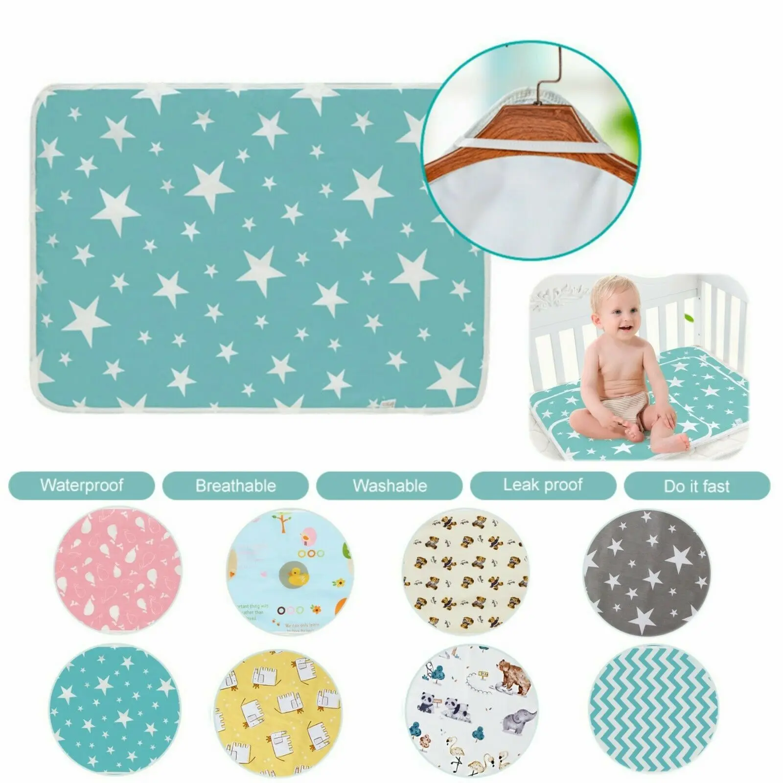 

Многоразовые пеленки для новорожденных, портативные хлопковые подгузники для смены, водонепроницаемые, для игр