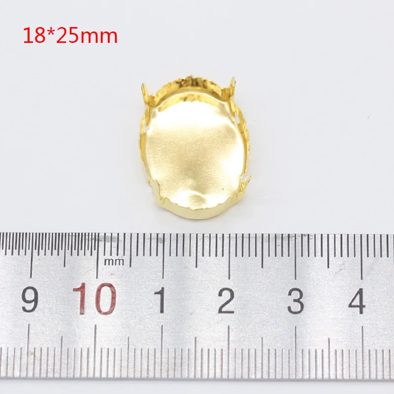 18x25mm oval 30p All shape&size Empty Base Setting Gold plated Blank Claw For Holder jewels stones Stitch On Sew On Crystal Glass Rhinestones - Цвет: 18x25mm oval