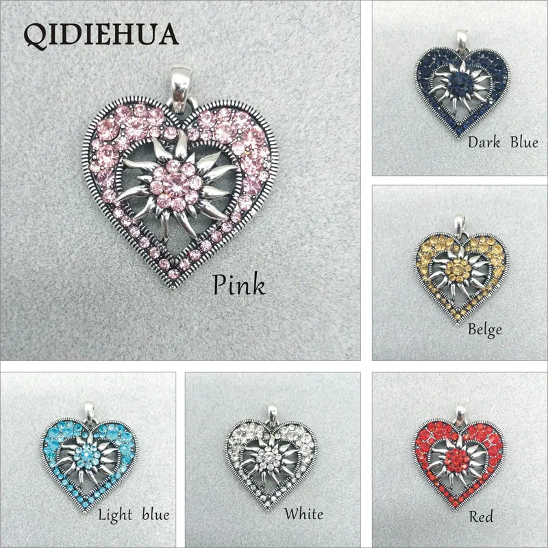 Модное ожерелье с подвеской в виде ажурных цветов сердца античное посеребренное