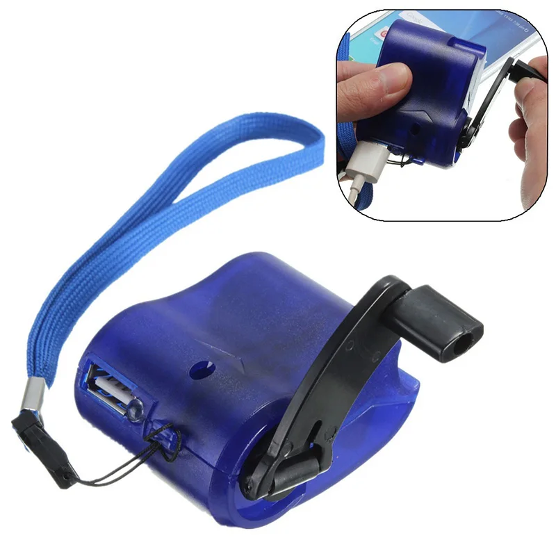 2021 new 1pc mobile phone usb cell phone charger emergency charger portable mini size hand power hand crank battery tools free global shipping