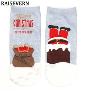 Осень-зима 2020, женские и мужские новогодние носки с изображением Санта-Клауса, рождественской елки, с изображением снежного лося, хлопковые рождественские носки