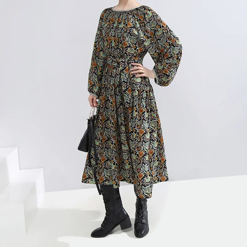 XITAO Плиссированное Платье с принтом женское Модное Новое винтажное Бандажное