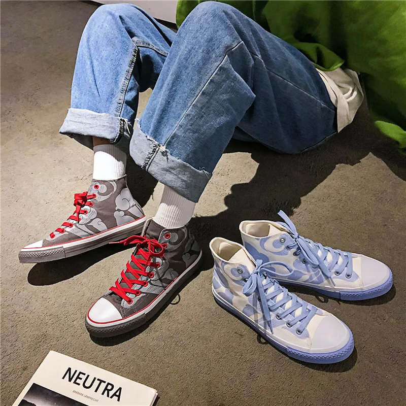 

Men Sneakers Casual Shoes Lightweight couple high Shoes canvas Hard-Wearing non-slip Light Flat ShoesFootwear