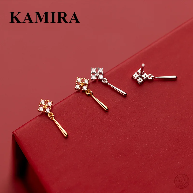 

KAMIRA 925 Sterling Silver Korean Sweet Snowflake Water Drop Zircon Pendant Stud Earrings for Women Wedding Elegant Jewelry 2021