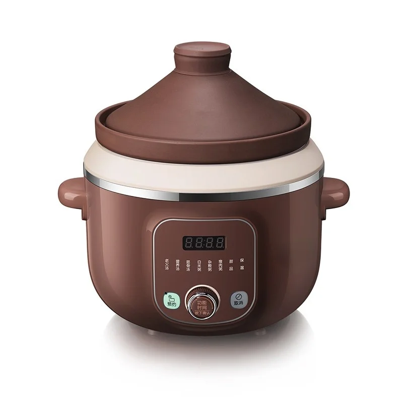 

220V Slow Cooker Electric Casserole Soup Pot Porridge Pot 3L Purple Casserole Stew Pot Can Be Reserved for Timing