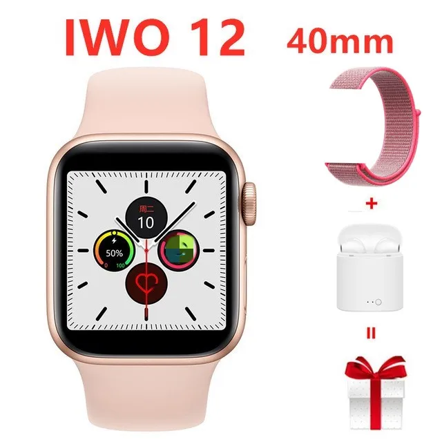 Pink set 2 Прямая IWO 12 40 мм ЭКГ сердечного ритма женские умные часы серии 5 1:1 для Apple IOS Android умные часы iwo 11 8 плюс 9 10 - Цвет: Pink set 2