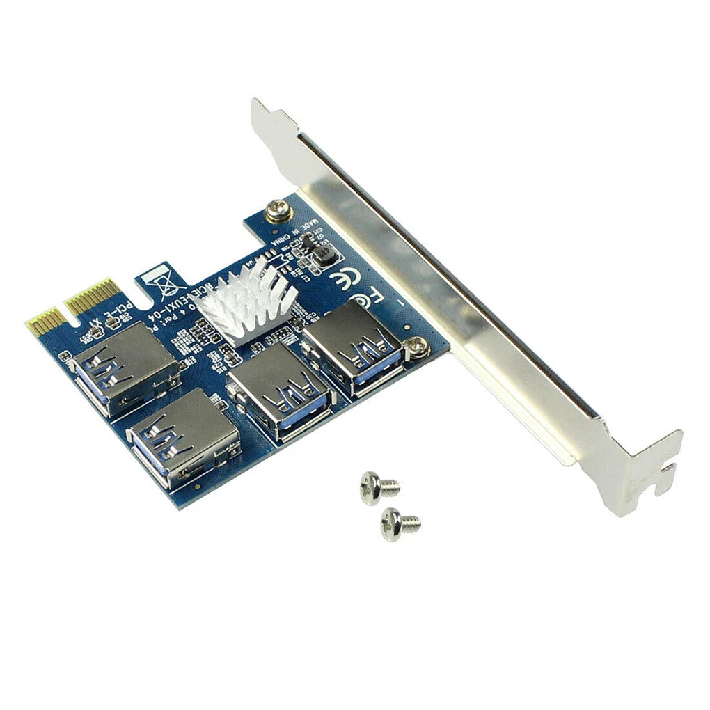

10 Pcs PCIE PCI-E PCI Express Riser Card 1x to 16x 1 to 4 USB 3.0 Slot Multiplier Hub Adapter For Bitcoin Mining Miner for BTC