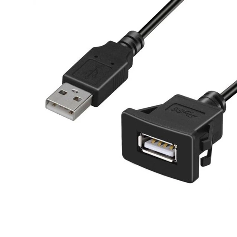

Car Dash board Flush Mount USB Male to Female Socket Extension Panel Cable 1M