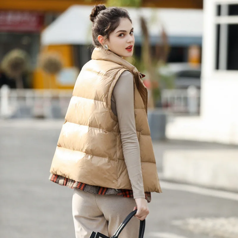 

White Duck Down Jacket 2021 Autumn and Winter New Vest Women Short Vest Short Jacket Women