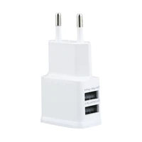white black universal portable easy to carry 5v 2a dual usb port eu plug ac wall charger travel adapter for cellphone tablet