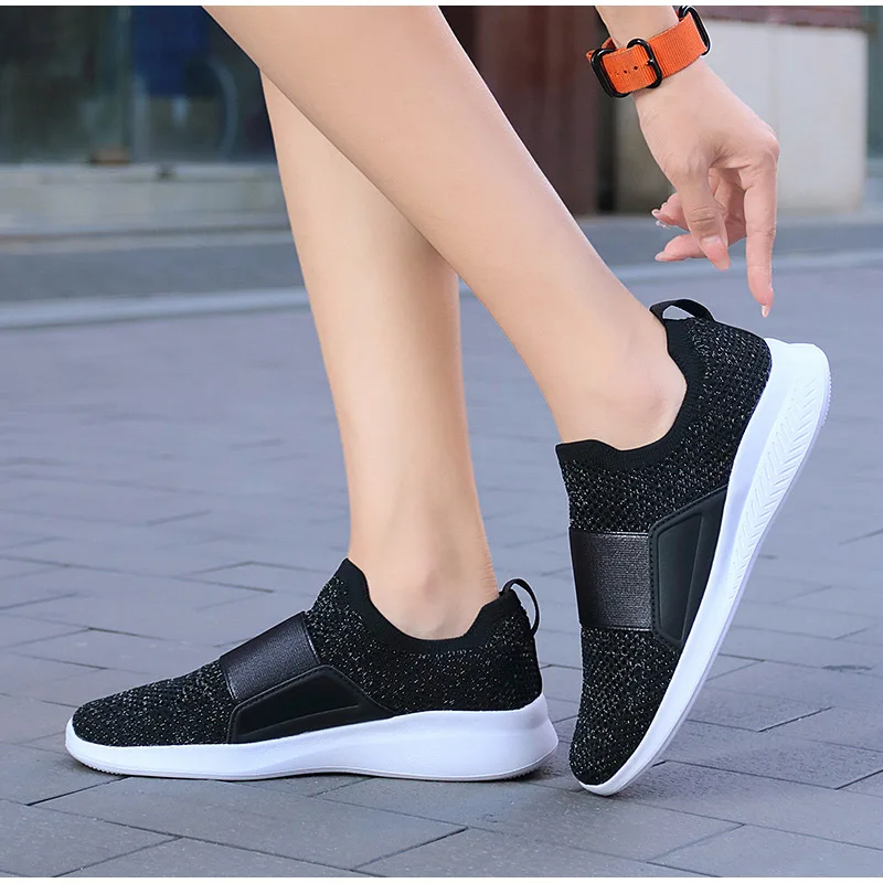 Woman Sneakers Mesh Breathable Women Knitted Shoes Ladies Causal Flats Autumn Fashion Female Comfort Footwear Vulcanized Shoes