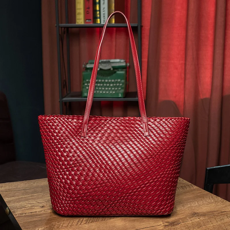 

High Quality Leather Handbags Hand-woven Bags 2020 New Fashion Large Capacity Casual Totes Ladies Purse and Handbags Sac A Main