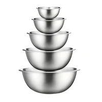 5pcs stainless steel bowls set capacity nesting mixing bowl kitchen cooking salad bowls vegetable food storage container