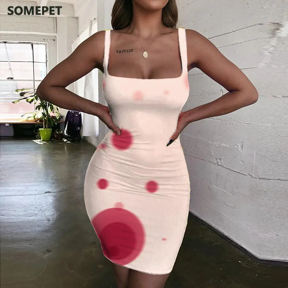 

SOMEPET Psychedelic Dress Women Graphics Bodycon Dress Novel Sundress Art 3d Print Womens Clothing Summer Beach Korean Style