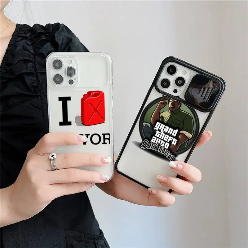 

Grand Theft Auto sticker Phone Case For iPhone 7 8 11 12 X XS XR MINI Pro Max Plus Slide Camera Lens Protection