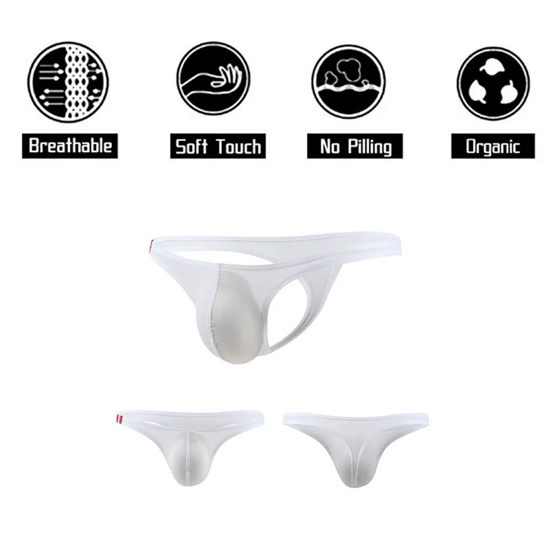 Пикантные мужские стринги трусы нижнее белье тонкие трусики из ледяного шелка