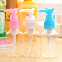 1pc at random 50ml pet transparent bottle screw cap pressed pump refillable bottles for lotion shampoo empty protable t0171