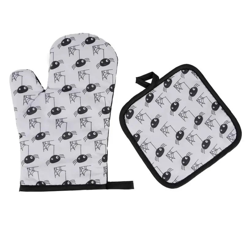 

2pc/set Microwave Baking BBQ Glove Cotton Cute Oven Mitts Heat Resistant Linen Potholders Non-slip Kitchen Cooking Tools Mitten