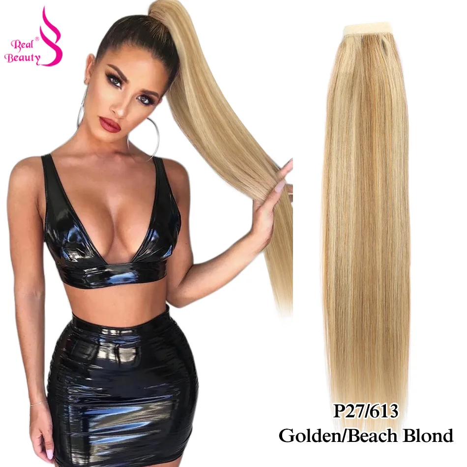 Real Beauty Ponytail Human Hair Wrap Around Clip in Hair Extensions Brazilian RemyThick Straight Ponytail Hairpiece 30cm to 75cm
