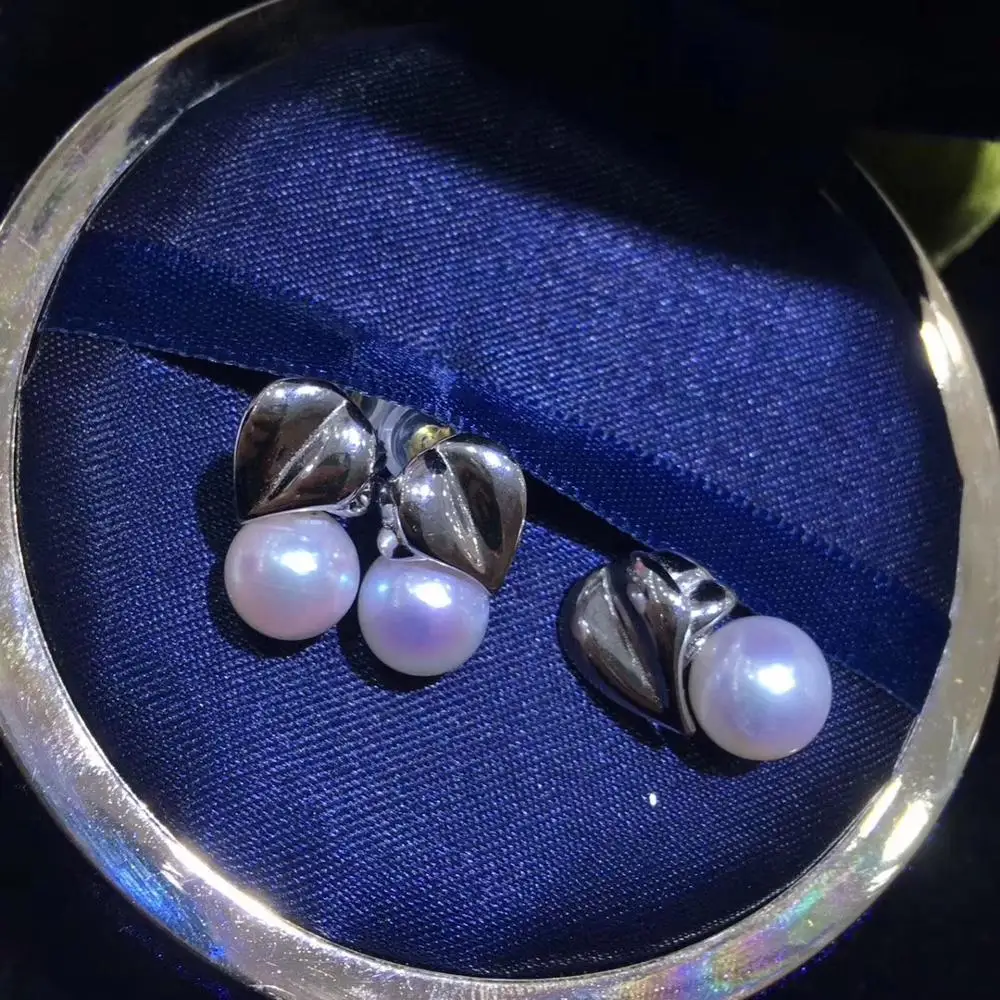 

925 Sterling Silver Pendant and Earrings Set Mountings Findings Beautiful Jewelry Set Parts Fittings for Pearls Beads Stones