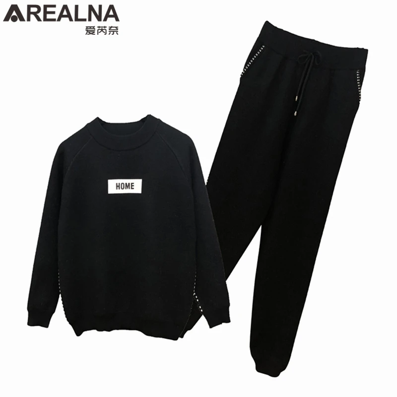 

Winter Autumn Two Piece Outfits Set Tracksuit Women 2020 Fashion Korean Casual Pullovers and Wide Legs Pants Knitted Femme Suits