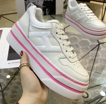 Zapatillas mujer; Новинка года; Цвета: зеленый, нейлон; красивые женские кроссовки на высокой платформе 6 см со шнуровкой; мягкая кожа - Цвет: color 5