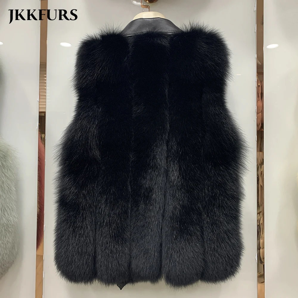

New Arrivals Real Fox Fur Gilets Winter Vest Women's Fashion Waistcoat Thick Warm Fluffy Fur Sleeveless Coats S7883