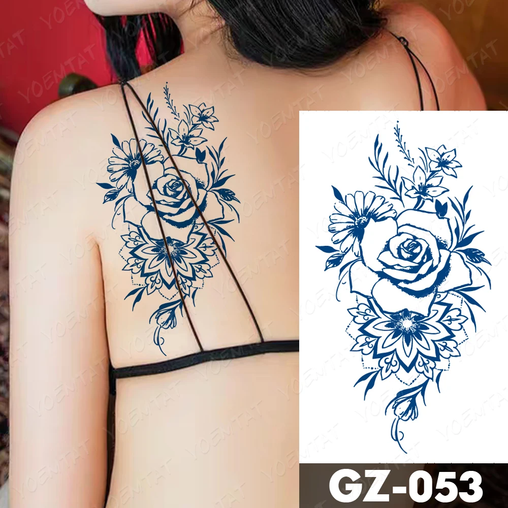 

Juice Lasting Waterproof Temporary Tattoo Sticker Peony Flower Geisha Butterfly Flash Tattoos Female Ink Body Art Fake Tatto Men