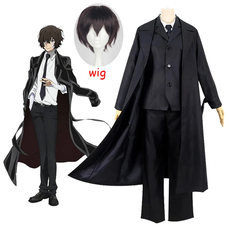 

Костюм для косплея дазай Осаму из аниме «бродячие псы», черный тренчкот, наряд, куртка, костюм для взрослых на Хэллоуин и Рождество