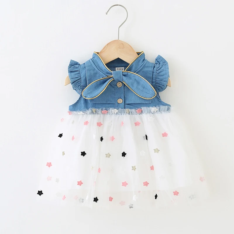 

Baby Star Embroidered Denim Dresses