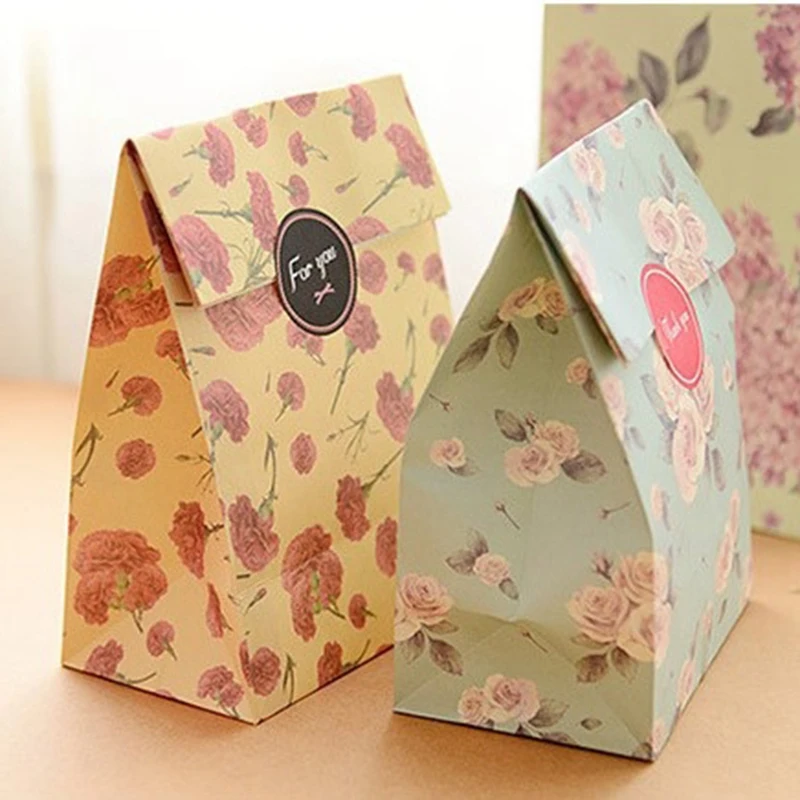 4 шт./компл. бумажные подарочные пакеты с цветами конфетная еда наклейкой лучшая