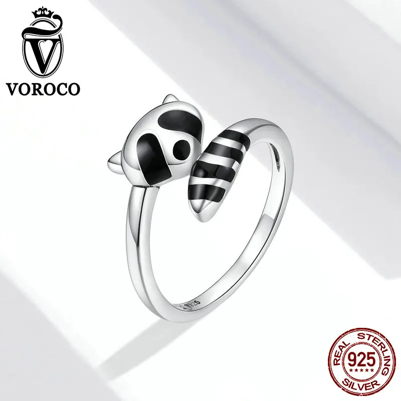 VOROCO BKR652 енота 925 пробы серебра ювелирные изделия из драгоценных металлов Мода