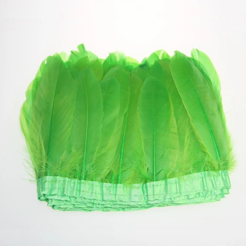 2 ярда гусиная отделка бахромой с пером пошив костюма Millinery DIY ремесло поставки Свадебная вечеринка букет Декор одежды LWW9003 - Цвет: Green
