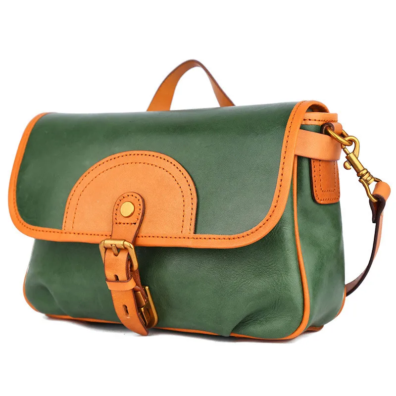 

New European and American retro portable first layer cowhide leather high quality one shoulder messenger bag for women
