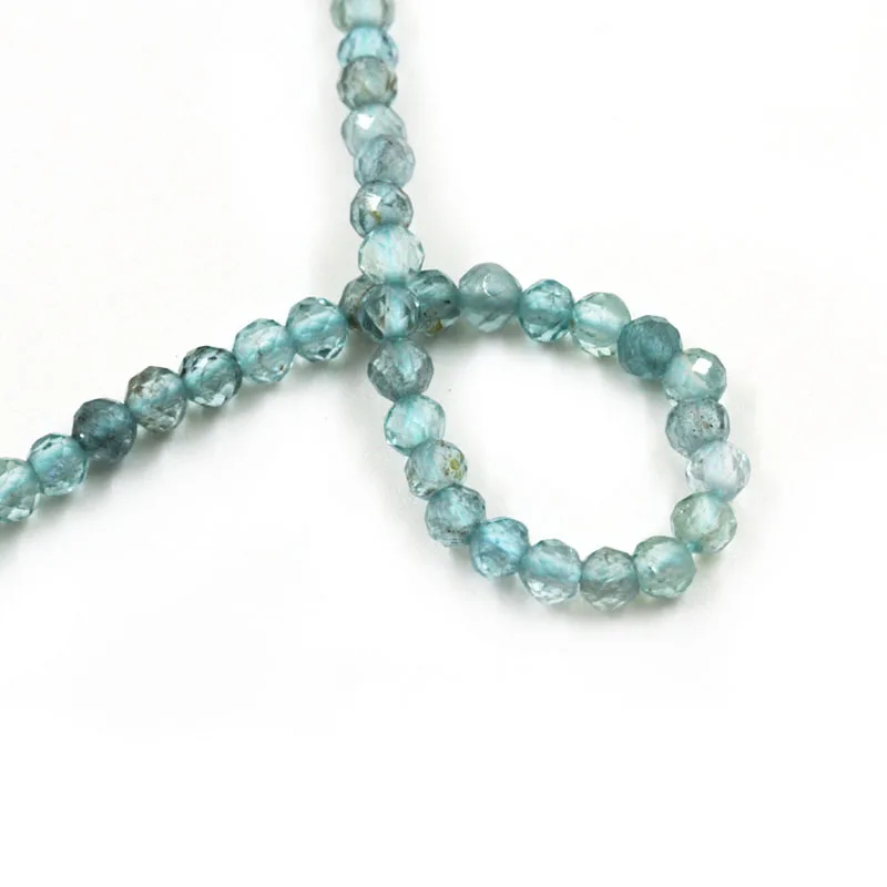 Натуральный Синий Апатит граненый бисер камень высокое качество 2 3 4 6 мм Круглый