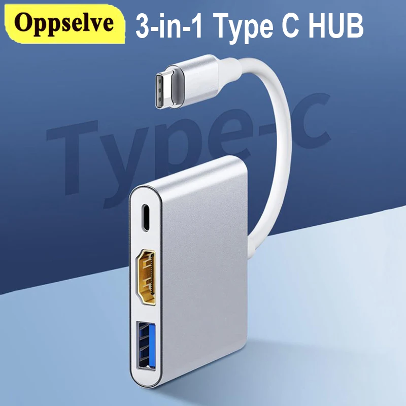 

Адаптер USB Type-C Hub для Macbook Pro, ПК, ноутбука, телефона, 3-в-1, USB C HUB для HDMI-совместимый конвертер с 3 портами для проектора