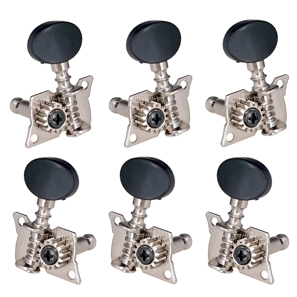 

6Pcs Guitar Pegs,3L 3R Machine Heads String Tuning Key Pegs Metal Tuners for Classic Guitar Black