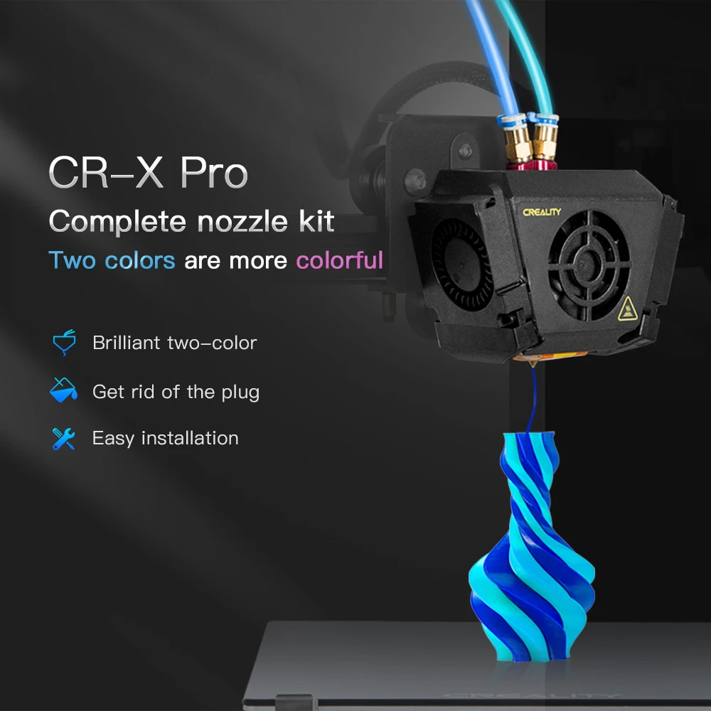 

24V CR-X Pro полный Hotend комплект два-в-одном из двухцветная Выход двойной вентилятор охлаждения для CR-X профессиональный принтер Запчасти