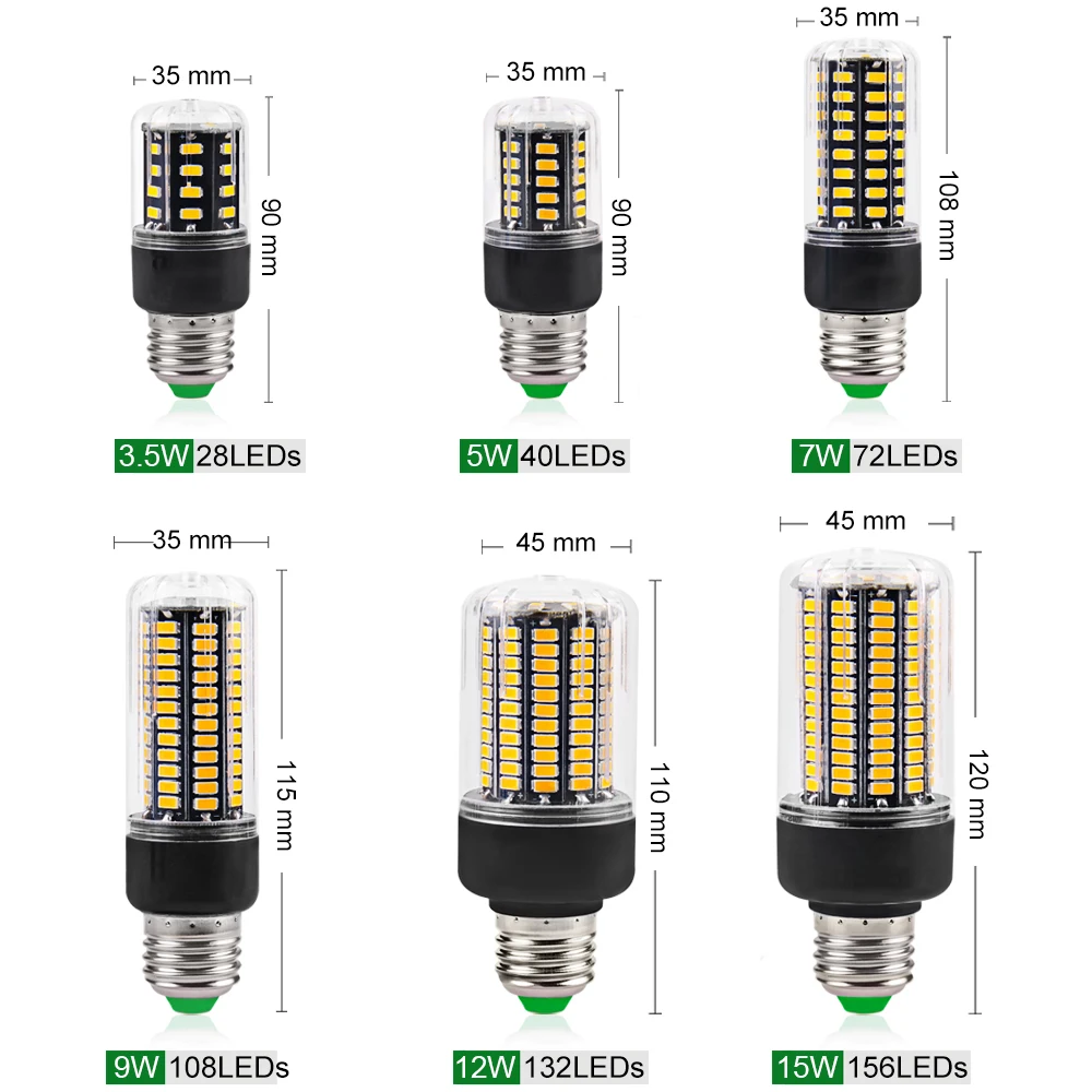 

E27 LED Lamp E14 SMD5736 LED Bulb AC 110V 220V LED Corn Light 3.5W 5W 7W 9W 12W 15W 20W No Flicker for Living Room Ampoule