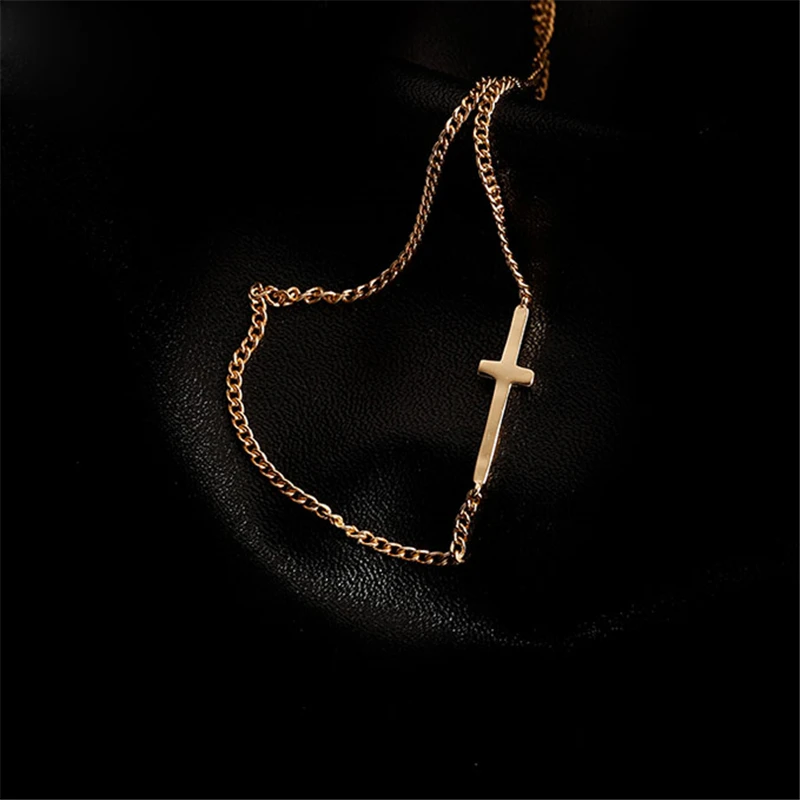 

925 Silver Cross Pendants Necklace Jewelry Minimalism Chocker Kolye Vintage Collier Bijoux Femme Silver Necklace for women