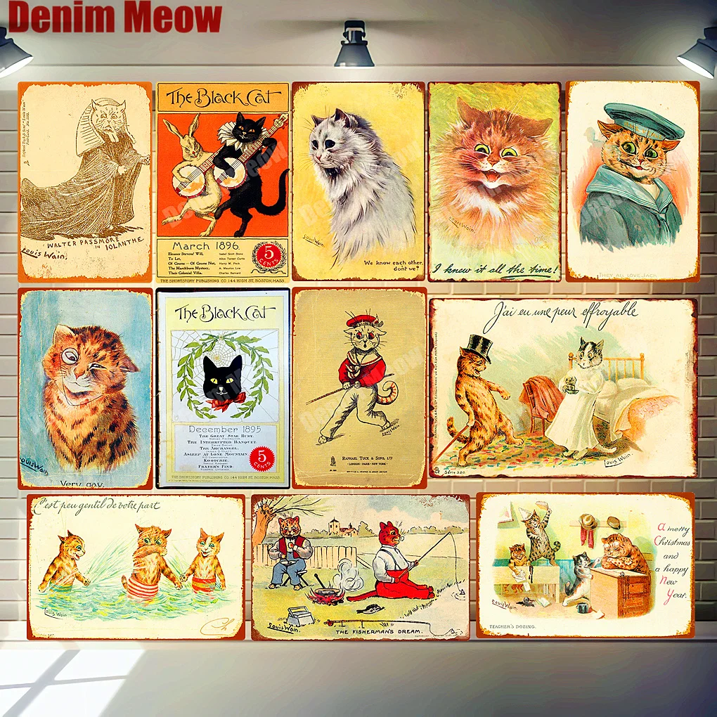 Черная кошка винтажные металлические знаки персидских тарелок для бара, паба, кафе, домашнего украшения стены подарок для питомца ретро, плакетка, художественный постер N306.